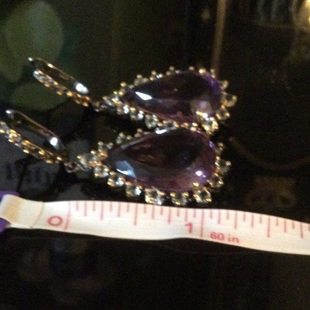 Exceptional Genuine  AAA+ Royal Purple Amethyst & Aquamarine Earrings - Picture 8 of 12